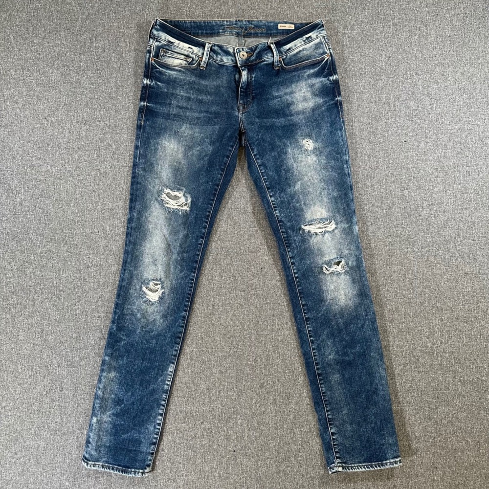 Mavi Emma Slim Boyfriend Jeans 28 Distressed Blue Acid Wash Denim Womens Pants